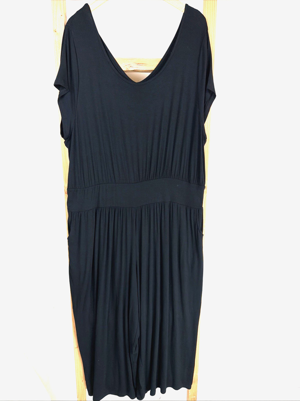 NWT Blue Sky Clothing Black Short Sleeve Pockets Cropped Jumpsuit #1016 Size 2X